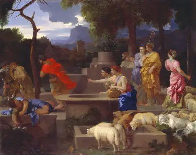 Moses Defending the Daughters of Jethro av Sébastien Bourdon