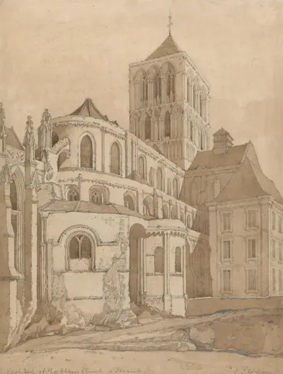 Klosterkyrkan i Fécamp, Normandie av John Sell Cotman