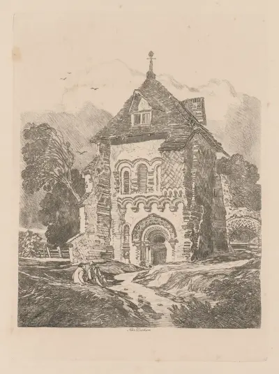 Church near Durham av John Sell Cotman