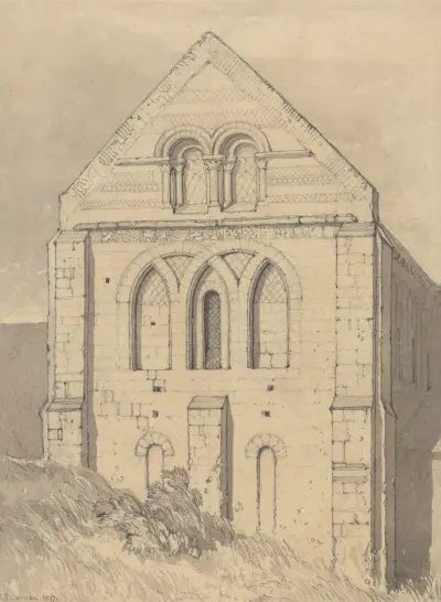 Kyrkan i Graville nära Havre de Grace, Normandie; Norra tvärskeppets ände av John Sell Cotman