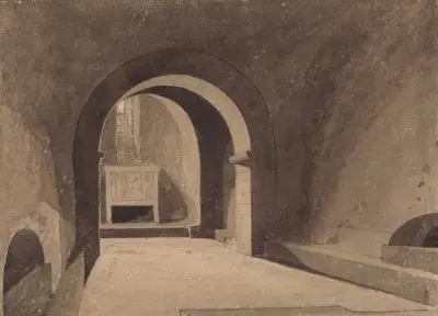 Kryptan i Saint-Gervais, Rouen, Normandie av John Sell Cotman