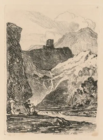 Dolbadern Castle, Llanberris Lake, North Wales av John Sell Cotman