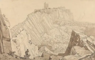 Domfront, utsikt mot sydost av John Sell Cotman