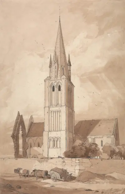 Kyrkan i Douvres, Normandie av John Sell Cotman