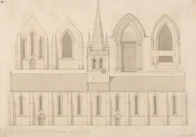 Elevation of the Church of Columbiers, near Valognes, Normandy av John Sell Cotman