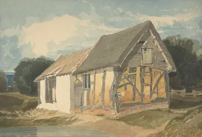 Farm Building by a Pond av John Sell Cotman