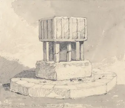 Font vid Caister Church, Norfolk av John Sell Cotman