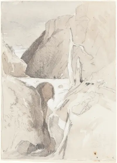 Ravin med trädstubbar av John Sell Cotman