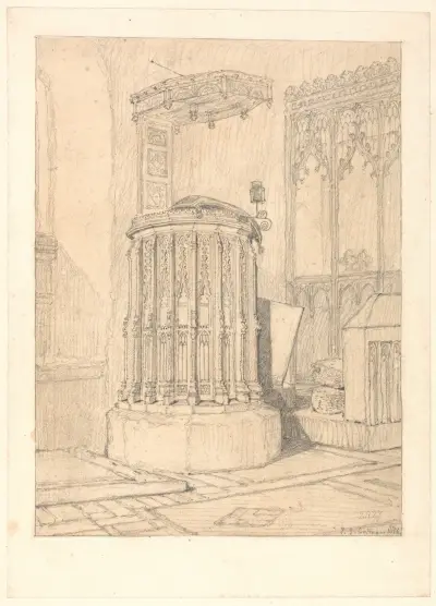 Kanzel in der Kirche von South Burlingham, Norfolk von John Sell Cotman