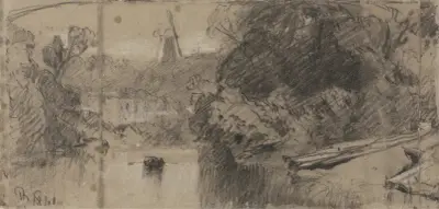 Flodlandskap, troligen nära Thorpe, Norfolk av John Sell Cotman