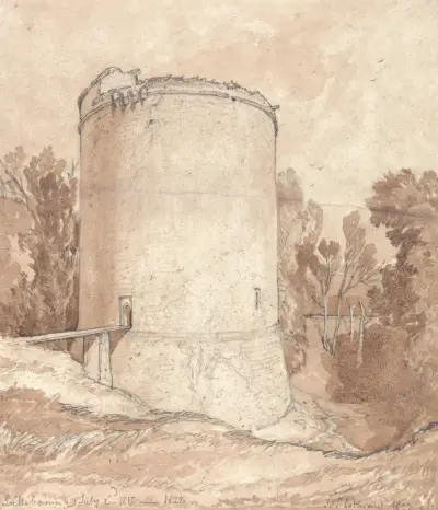 Runda tornet, slottet i Lillebonne, Normandie av John Sell Cotman