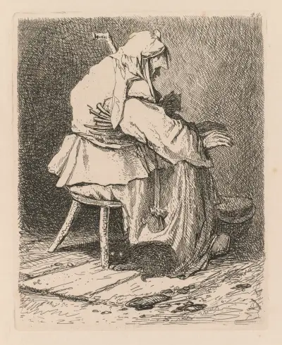 Sketch after Rembrandt av John Sell Cotman