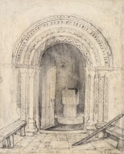Södra portalen, Mundhams kyrka, Norfolk av John Sell Cotman