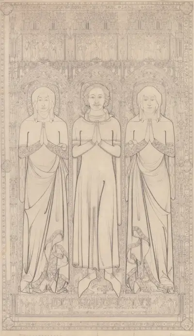 The Sepulchral Brass of Robert Braunche and His Two Wives in Saint Margaret’s Church, Lynn, Norfolk, 1364 av John Sell Cotman