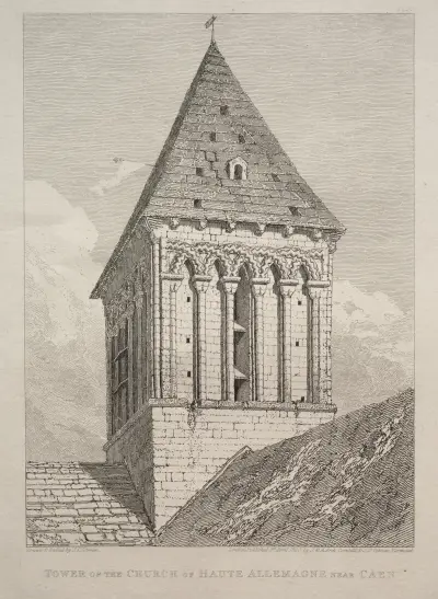 Tower of the Church of Haute Allemagne near Caen av John Sell Cotman
