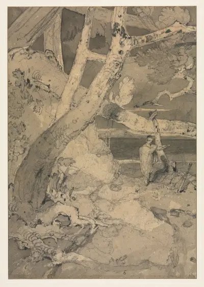 Vandrare i skogslandskap av John Sell Cotman