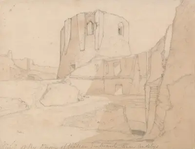 Vy över donjonen på Château Gaillard, nära Andelys, Normandie av John Sell Cotman