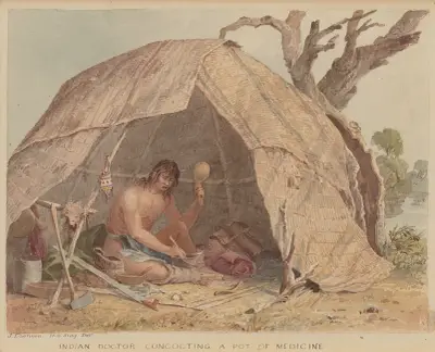 Indian Doctor Concocting a Pot of Medicine av Seth Eastman