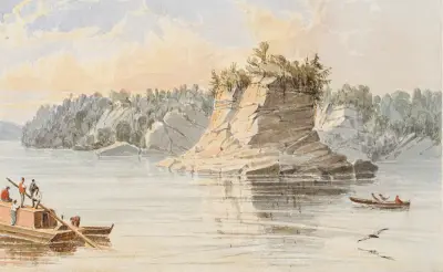 The Grand Tower, 80 Miles Above the Mouth of the Ohio, #64 av Seth Eastman