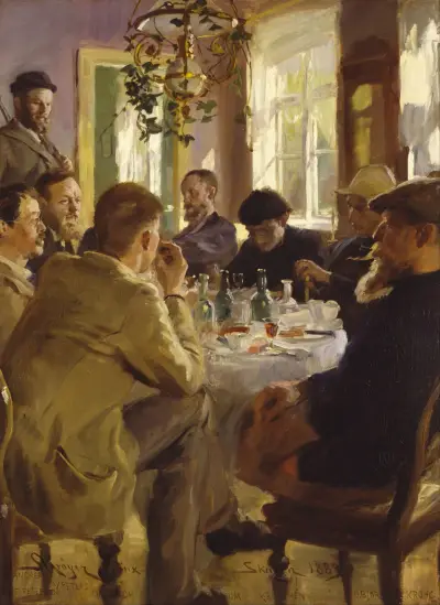 Artists’ luncheon at Brøndum’s Hotel av Peder Severin Krøyer