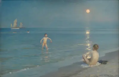 Boys Bathing at Skagen. Summer Evening av Peder Severin Krøyer