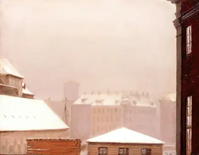 Copenhagen; Roofs Under the Snow av Peder Severin Krøyer