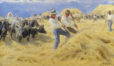 Threshing in the Abruzzi. Cività d’Antino av Peder Severin Krøyer