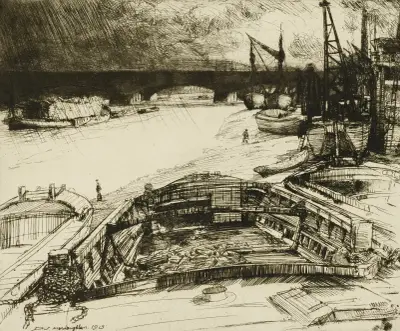 Vind och regn på Themsen av Donald Shaw MacLaughlan