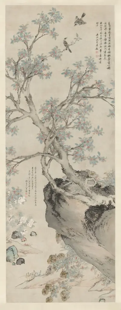 Yellow Chrysanthemums and Red Osmanthus in the Style of Wang Yuan av Shen Zhou