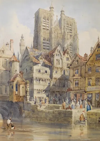 Abbeville, With The Church Of St. Vulfran Collegiate Beyond av Thomas Shotter Boys