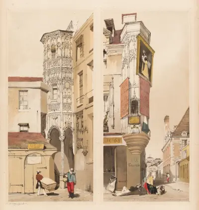 Hôtel de la Trémouille, rue des Bourdonnais et Vieille-rue-du-Temple, Paris av Thomas Shotter Boys