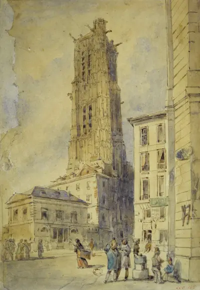 La Tour Saint-Jacques avant son dégagement av Thomas Shotter Boys