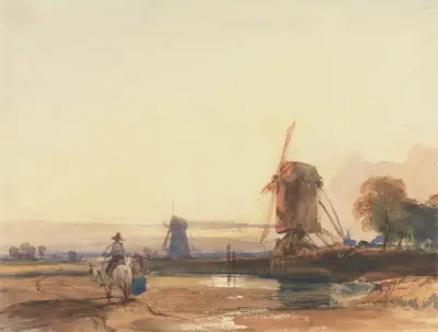 Landskap med väderkvarnar av Thomas Shotter Boys