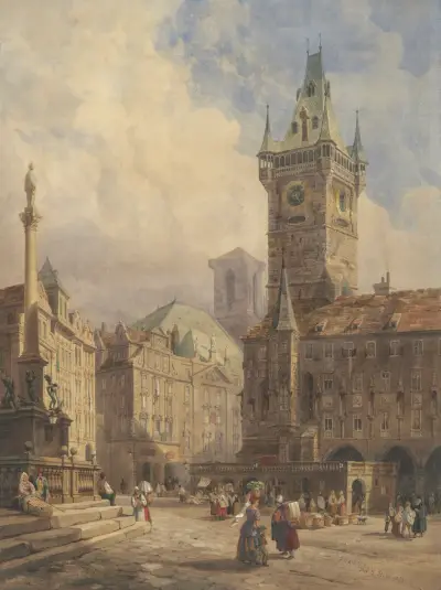 Rådhuset från Gamla torget, Prag av Thomas Shotter Boys