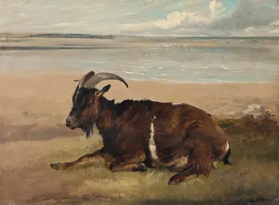 A Goat By The Shore, Margate av Thomas Sidney Cooper