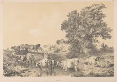 Landscape with Cows av Thomas Sidney Cooper