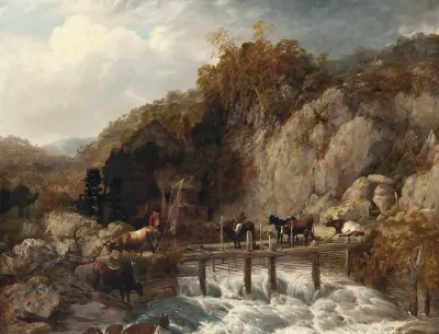 Umberleigh Mill, River Taw, Devon av Thomas Sidney Cooper