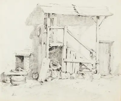Blick auf eine Treppe zum Eingang eines Landhauses von Sigmund Freudenberger