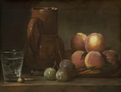 Frukt, kanna och ett glas av Jean Siméon Chardin