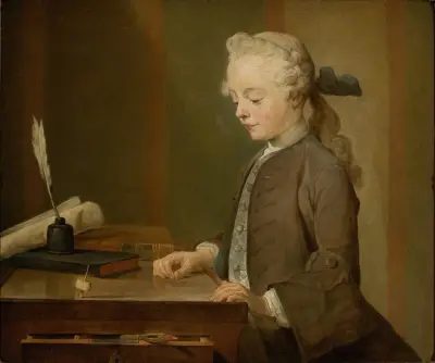 Portrait of Auguste Gabriel Godefroy av Jean Siméon Chardin