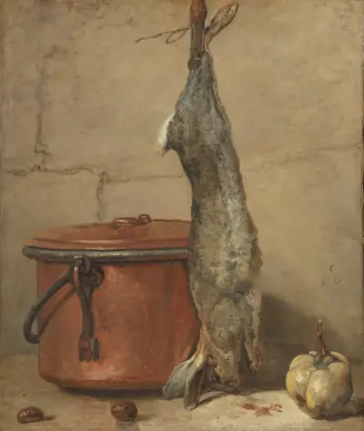 Rabbit and Copper Pot av Jean Siméon Chardin