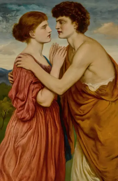 Damon And Aglae av Simeon Solomon