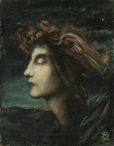 Head study av Simeon Solomon