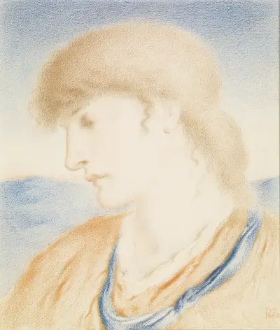 Study of a Head av Simeon Solomon