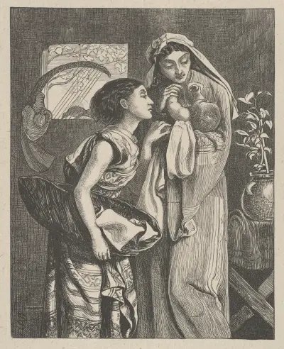 Det späda barnet Moses av Simeon Solomon