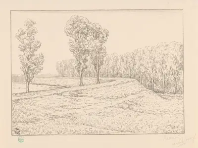 Gezicht op stadswallen van Naarden Op de wallen von Simon Moulijn