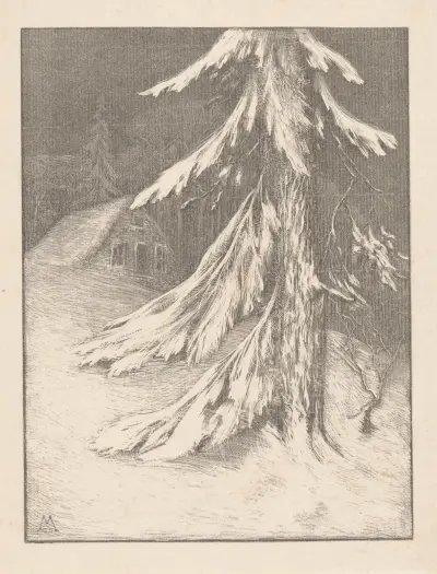 Spar in sneeuwlandschap Winter von Simon Moulijn