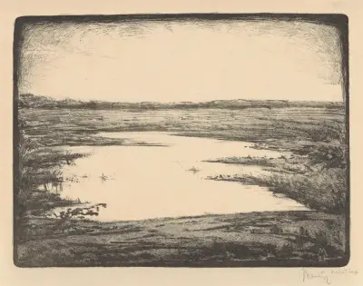 Vlak landschap met ven von Simon Moulijn