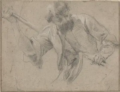 A Bearded Man with a Staff av Simon Vouet