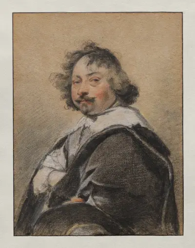 Portrait of a man in profile, turned to the left av Simon Vouet